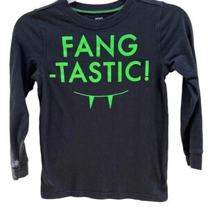 Carter's Size 7 Fang-Tastic Graphic T-Shirt Long Sleeve‎ Halloween Glow In Dark‍